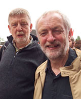 Dave Nellist, one of the letter's signatories, and Jeremy Corbyn, at the Burston rally, 4.9.16, photo Teresa Mackay