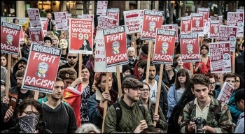 Anti-Trump protesters in Seattle at a demonstration called by Socialist Alternative