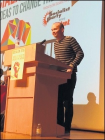 Paul Murphy, Anti Austerity Alliance TD, speaking at Socialism 2016, photo by Dave Gorton