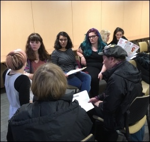 School students discussing socialist ideas at Socialism 2016, photo Paula Mitchell