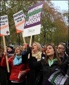 London strike demo 30 November 2011 pensions dispute photo Senan, photo Senan