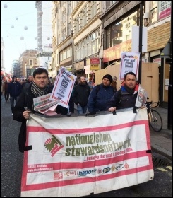 Socialist Party and NSSN supporters march with Crossrail workers photo Paula Mitchell