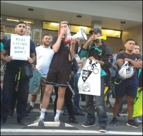 Deliveroo workers during an earlier strike in London, photo James Ivens