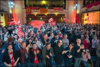 John Sharpe (centre) at the Socialism 2014 rally