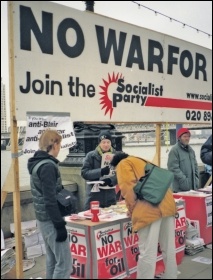 John Sharpe (far right) on a Socialist Party campaign stall against the war in Iraq