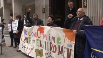 Protest outside the AGM of Global Coal Management Resources on 15 December, London, photo by P Mason Protest outside the AGM of Global Coal Management Resources on 15 December, London, photo by P Mason