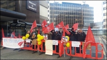 BA cabin crew protest, Manchester, Jan 2017, photo by Becci Heagney