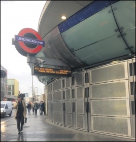 Southwark station was one of many closed by the RMT and TSSA tube strike, 9.1.17, photo by Helen Pattison