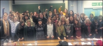 Some of the Socialist Party members who attended the national women's meeting, 7.1.17, photo by Sarah Wrack