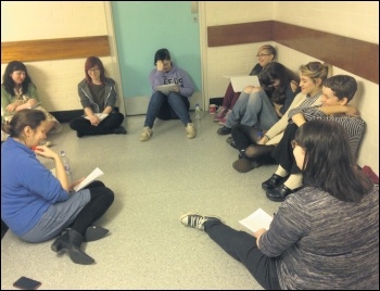 One of the workshops at the Socialist Party national women's meeting, 7.1.17, photo by Sarah Wrack