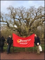 Socialist Party banner at the protest, photo Jane Crowter Socialist Party banner at the protest, photo Jane Crowter