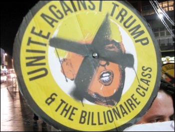 Banner in Leicester, 21.1.17, photo Caroline Vincent