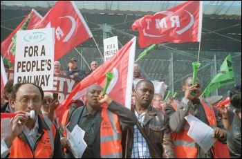 RMT members protesting, photo Paul Mattsson