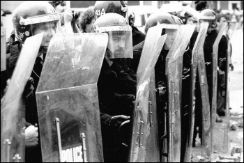 Riot police attacked a mass picket of the Orgreave coking plant in 1984, photo West Midlands Police (Creative Commons)