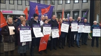 Anti-cuts lobby in Salford, 22.2.17, photo by Becci Heagney Anti-cuts lobby in Salford, 22.2.17, photo by Becci Heagney