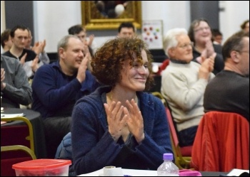 Socialist Party deputy general secretary Hannah Sell introduced the discussion on Britain's political prospects and the Socialist Party's strategy, photo Mary Finch