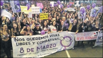 Women march in Madrid for International Women's Day photo CWI