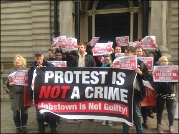 Protest outside Irish embassy, London, 23.3.17, photo by Sarah Wrack