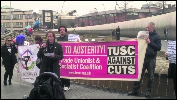 Freedom riders protest in Barnsley 20 March photo Phil King, photo Phil King