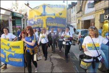 Durham TAs lead the march through Durham photo Elaine Brunskill