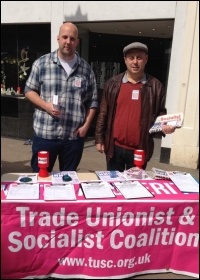 Matt Clarke (left) out campaigning photo TUSC