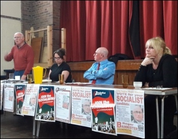 Birkenhead Socialist Party meeting, 24.4.17, photo by Hugh Caffrey 