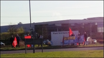 BMW strike picket line, April 2017, photo by Nick Hart