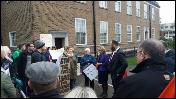 Parents confront Salford's Labour councillors photo Becci Heagney Parents confront Salford's Labour councillors photo Becci Heagney