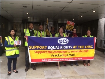 EHRC picket line in London 22 May photo Paula Mitchell