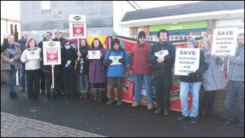 Protest outside Eastern Avenue, Sheffield Jobcentre photo Alistair Tice Protest outside Eastern Avenue, Sheffield Jobcentre photo Alistair Tice
