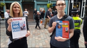 Socialist Party Scotland members outside the rally photo Matt Dobson
