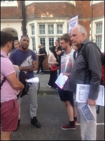 Justice for Grenfell! Socialist Party members distributing leaflets, photo Sarah Wrack