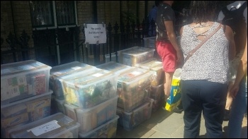 Donations to homeless Grenfell residents, photo by Bob Sulatycki