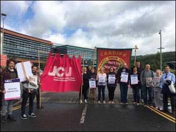 A previous UCU Nantgarw picket line photo Socialist Party Wales, photo Socialist Party Wales