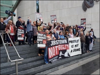 Outside the court, Jobstown trial, photo by Eugene Coppinger