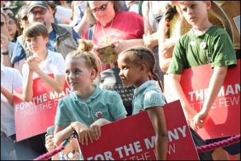 Part of the crowd at a Jeremy Corbyn rally in Chignford, east London, 6.7.17, photo Mary Finch