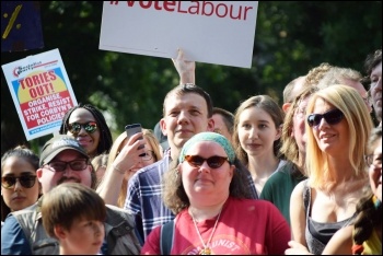 Part of the crowd at a Jeremy Corbyn rally in Chingford, east London, 6.7.17, photo by Mary Finch