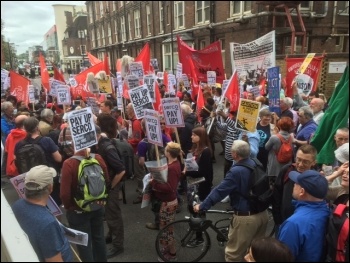 Unite Barts NHS cleaners and porters strike demo July 15, photo Paula Mitchell