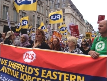 PCS contingent on the 1.7.17 People's Assembly demo, photo JB