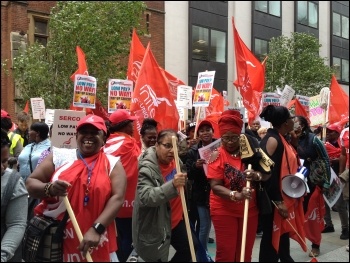 Outside Serco shareholders' meeting, 3.8.17, photo by JB