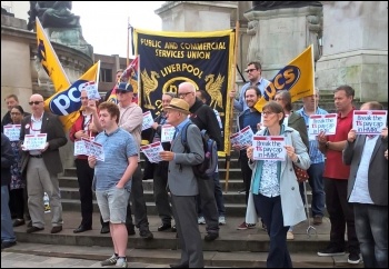 HMRC workers' pay protest in Liverpool, 31.7.17, photo Roger Bannister