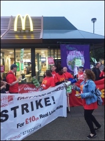 McDonald's picket line in Crayford during the first strike