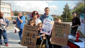 Marching to save Chatsworth ward, 2.9.17, photo Elaine Evans