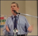 Mark Serwotka speaking, NSSN rally 10.9.17, photo Neil Cafferky