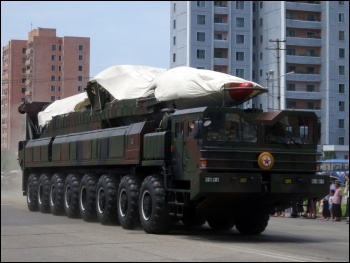 A North Korean ballistic missile on parade, 26.7.2013, photo by Stefan Krasowski/CC