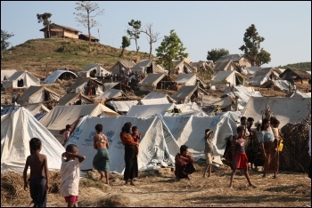 Internally displaced Rohingya refugees following an earlier state-organised pogrom, photo DFID/CC