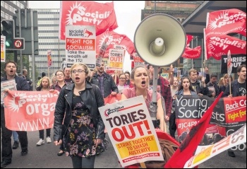 Socialist Party and Young Socialists members and supporters demonstrating against Tory party conference, 1.10.17, photo Paul Mattsson