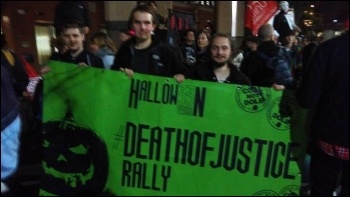 'Death of Justice' march by Orgreave campaigners 31 October in Sheffield, photo Alistair Tice