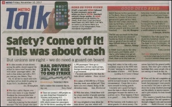 Metro letters page, 10.11.17