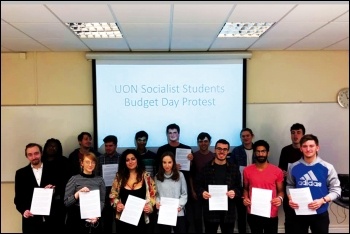 Nottingham: Socialist Students Budget Day protest, 22.11.17